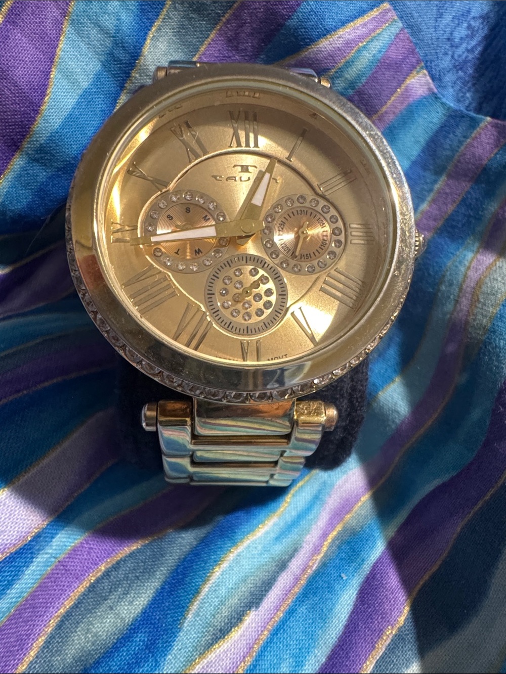 Gold-Tone Crystal Accent Women's Watch